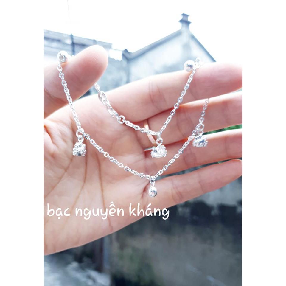 LẮC CHÂN NỮ BẠC TA HÌNH CHUÔNG VÀ HÌNH MEO KITTY