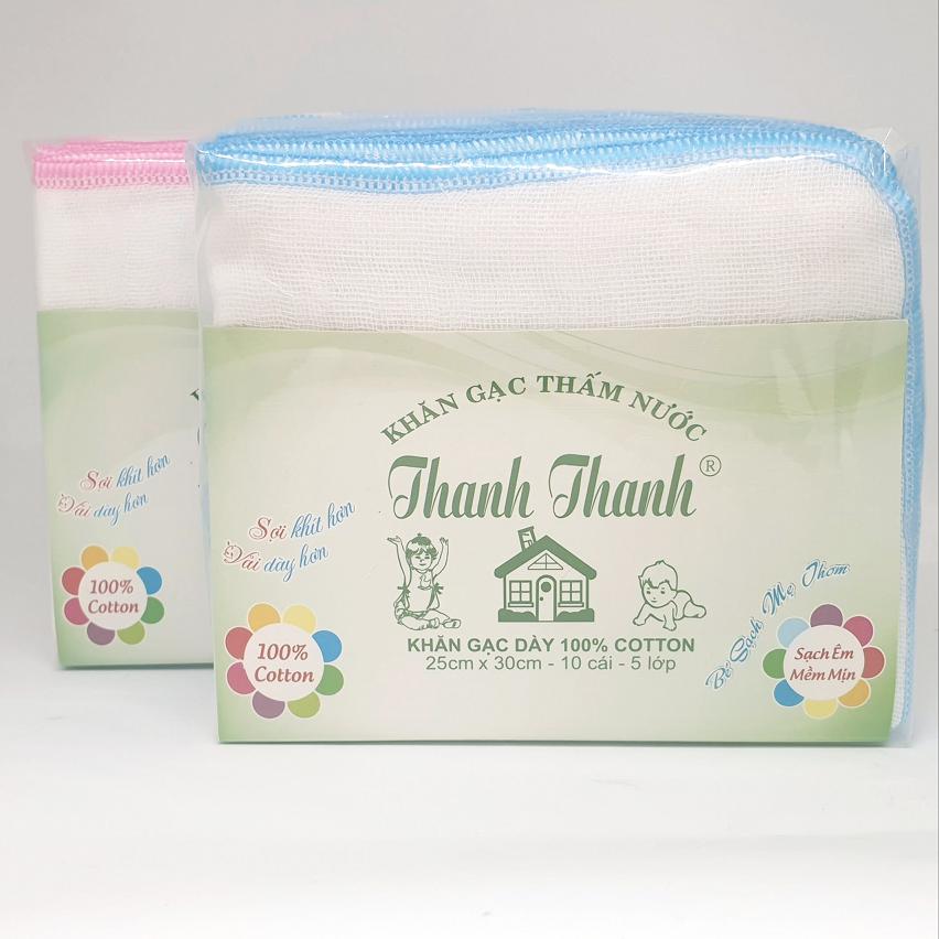 Gói 20 Khăn gạc Thanh Thanh Nhỏ Đặc Biệt 5 lớp 25x30cm 100% Cotton