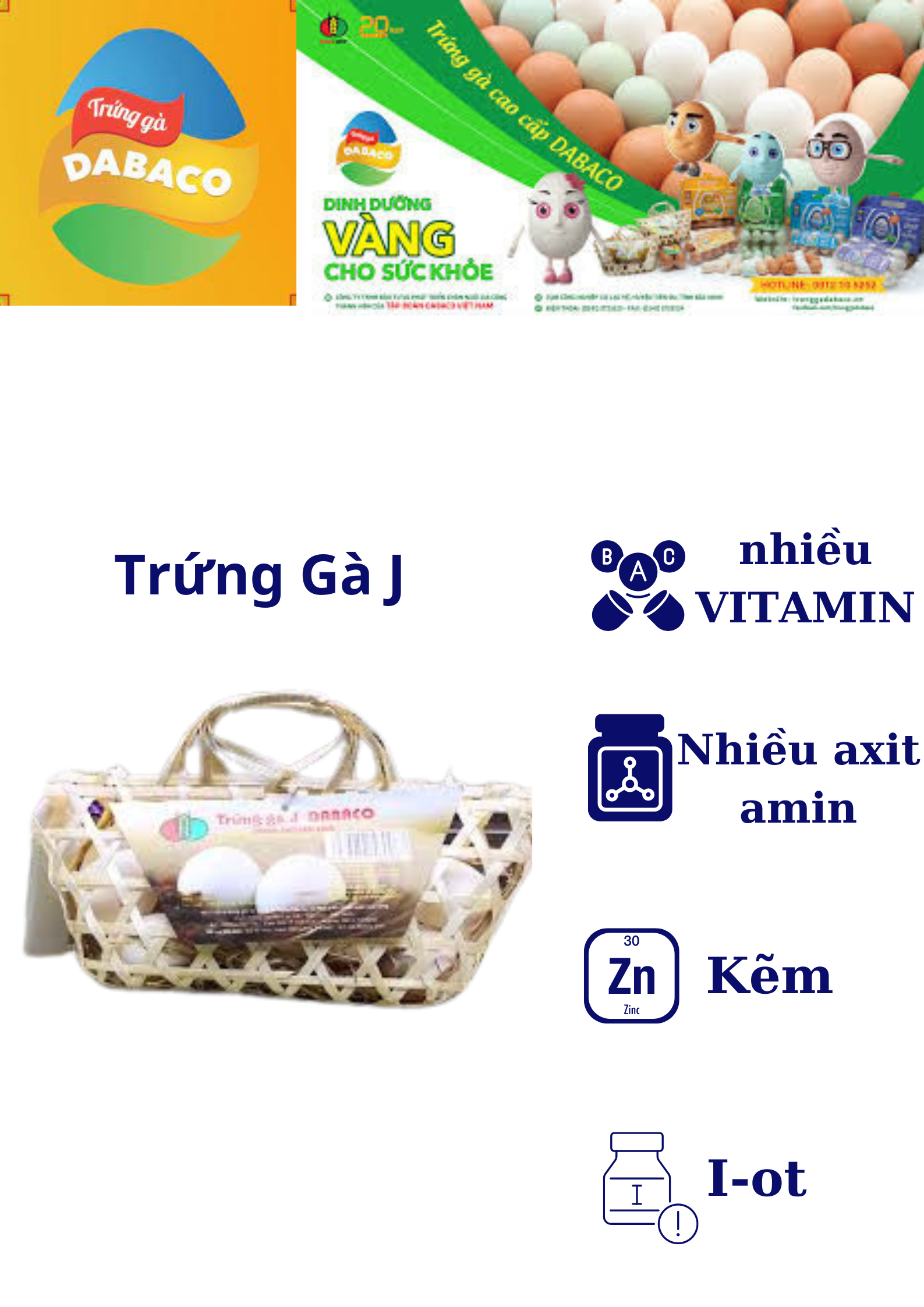 Trứng Gà J DABACO - Giỏ 10 Quả
