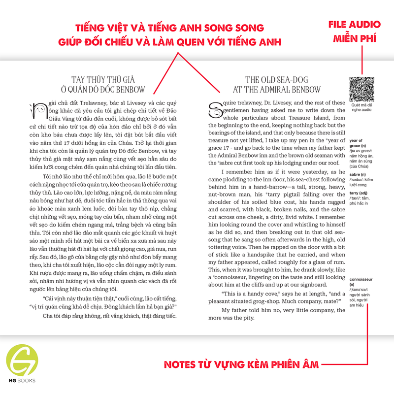 Đảo giấu vàng - Sách song ngữ kinh điển, có note từ vựng, tặng kèm file nghe - HG Books