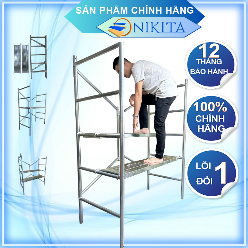 [NEW] Giàn giáo di động 2 mâm đứng MD180, chắc chắn, dùng cho công trình, có thể ghép nối tăng chiều cao, chính hãng Nikita