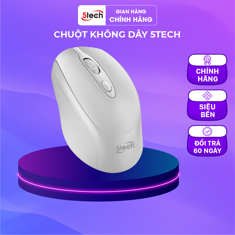 Chuột không dây 5TECH, chuột gaming wireless 2.4Ghz chuột quang sạc pin siêu nhạy cho máy tính, laptop,chất liệu nhựa ABS cao cấp hàng chính hãng