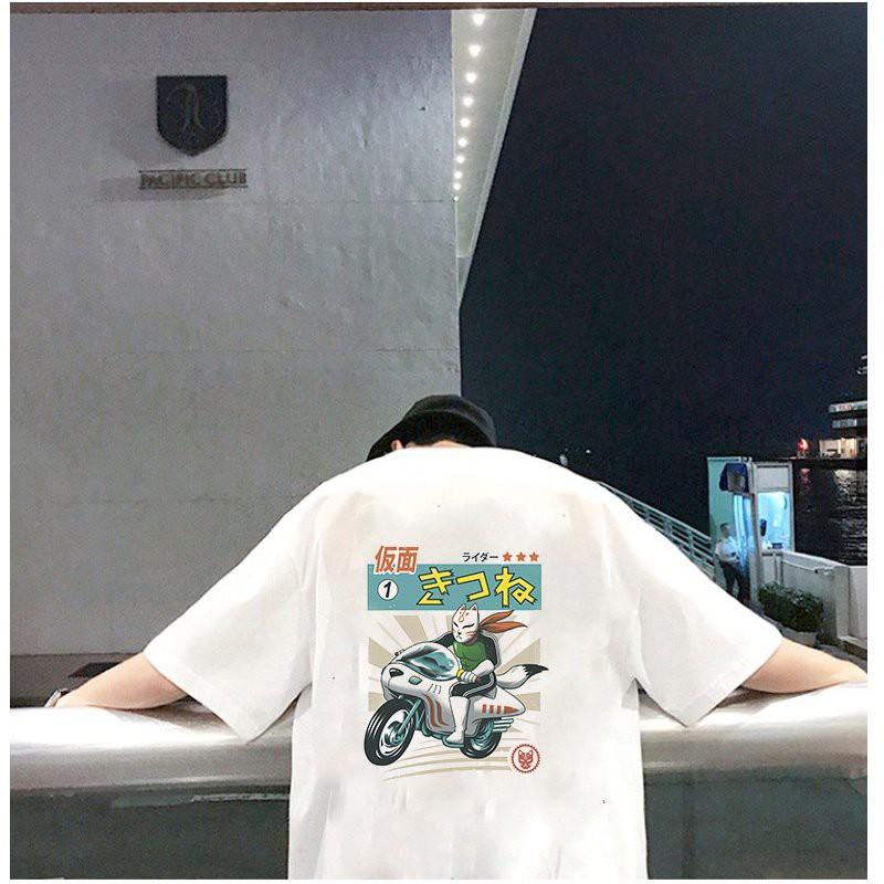 Áo thun unisex form rộng họa tiết hoạt hình phong cách Nhật Bản vải dày mịn 2020T2441