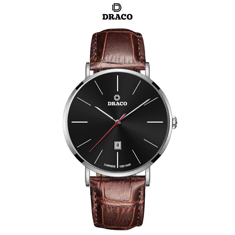 Đồng Hồ Nam DRACO D21-ST02 “Classic Boy” Đen Da Nâu