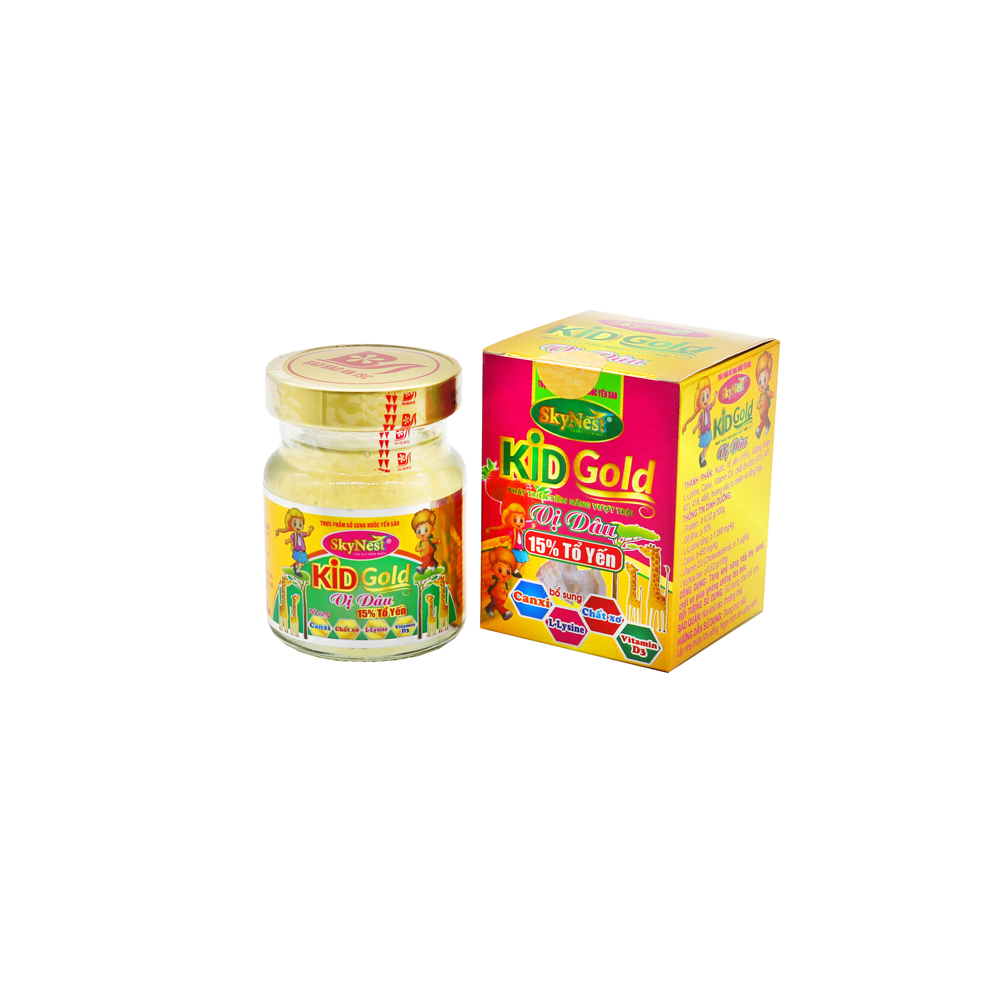 Combo 5 tặng 1, thực phẩm bổ sung Nước yến sào SkyNest Kid Gold Vị dâu (70ml x 6 lọ), tăng cường hấpthụ canxi, chất xơ giúp phòng chống táo bón, kích thích tiêu hóa