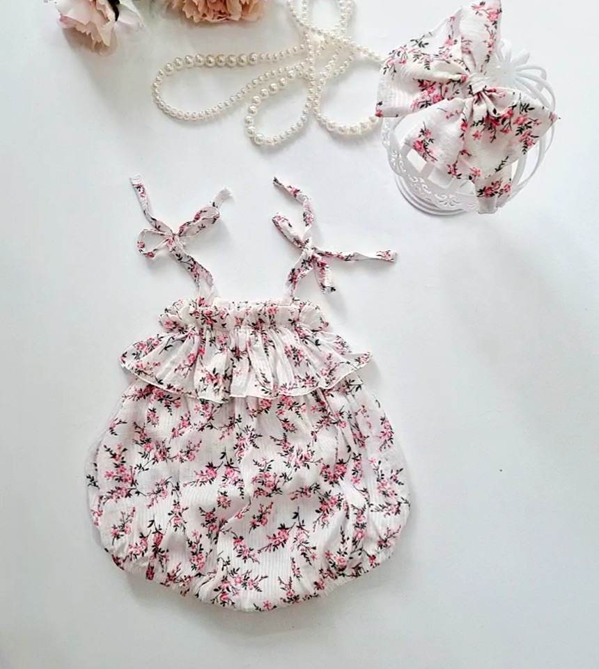 Body 2 dây bé gái 3 đến 12kg, Bodysuit chất boi thông hơi bé gái mát rượi