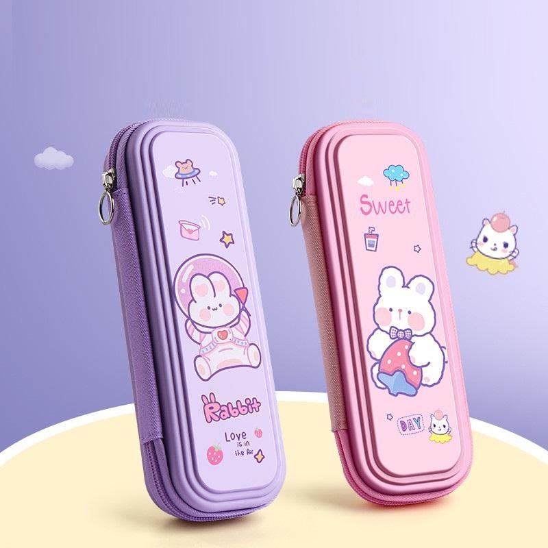Hộp Đựng Bút Học Sinh 3 Ngăn Hoạt Hình 2D Size 8cm BU09