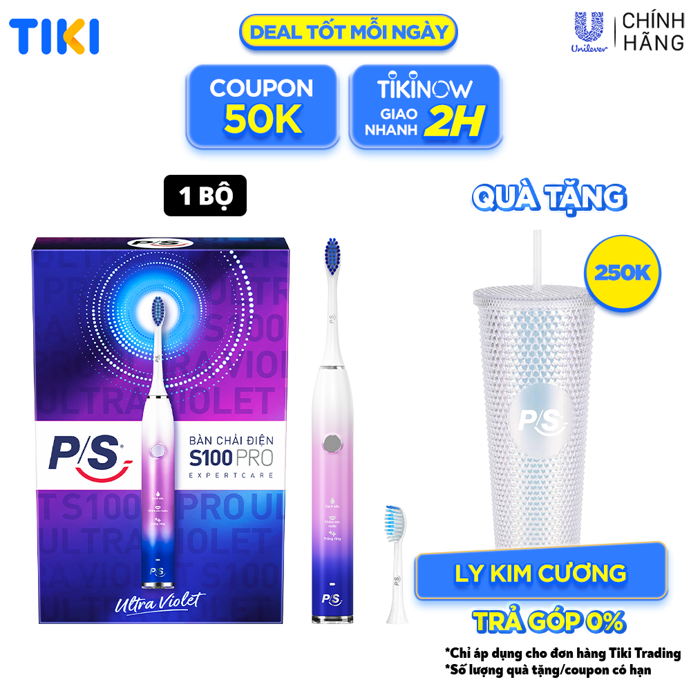 Bàn Chải Điện P/S S100 PRO - Phiên Bản Ultra Violet Giới Hạn - Sạch chuẩn sóng âm