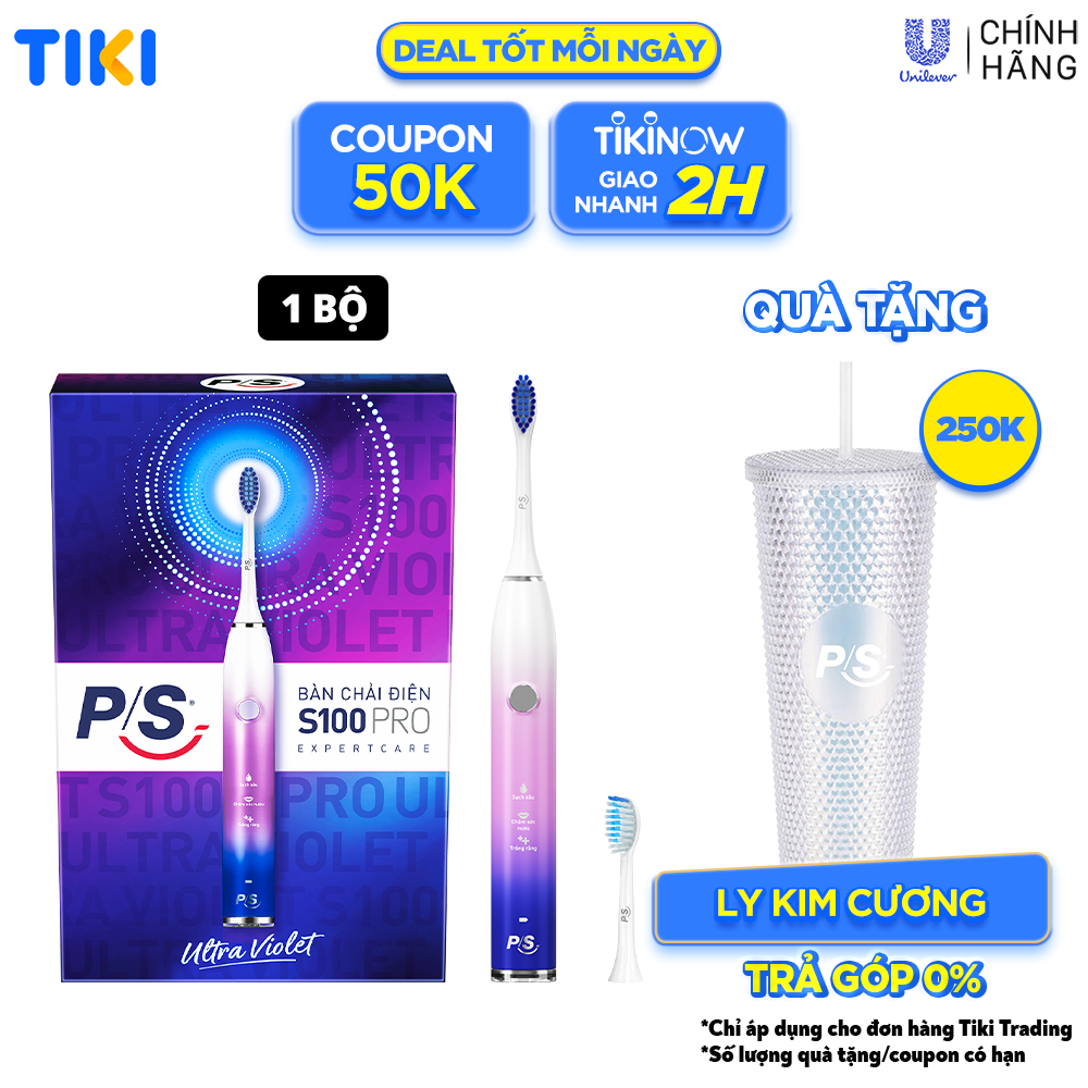 [Nhập coupon giảm ngay 50K]Bàn Chải Điện P/S S100 PRO - Phiên Bản Ultra Violet Giới Hạn - Sạch chuẩn sóng âm