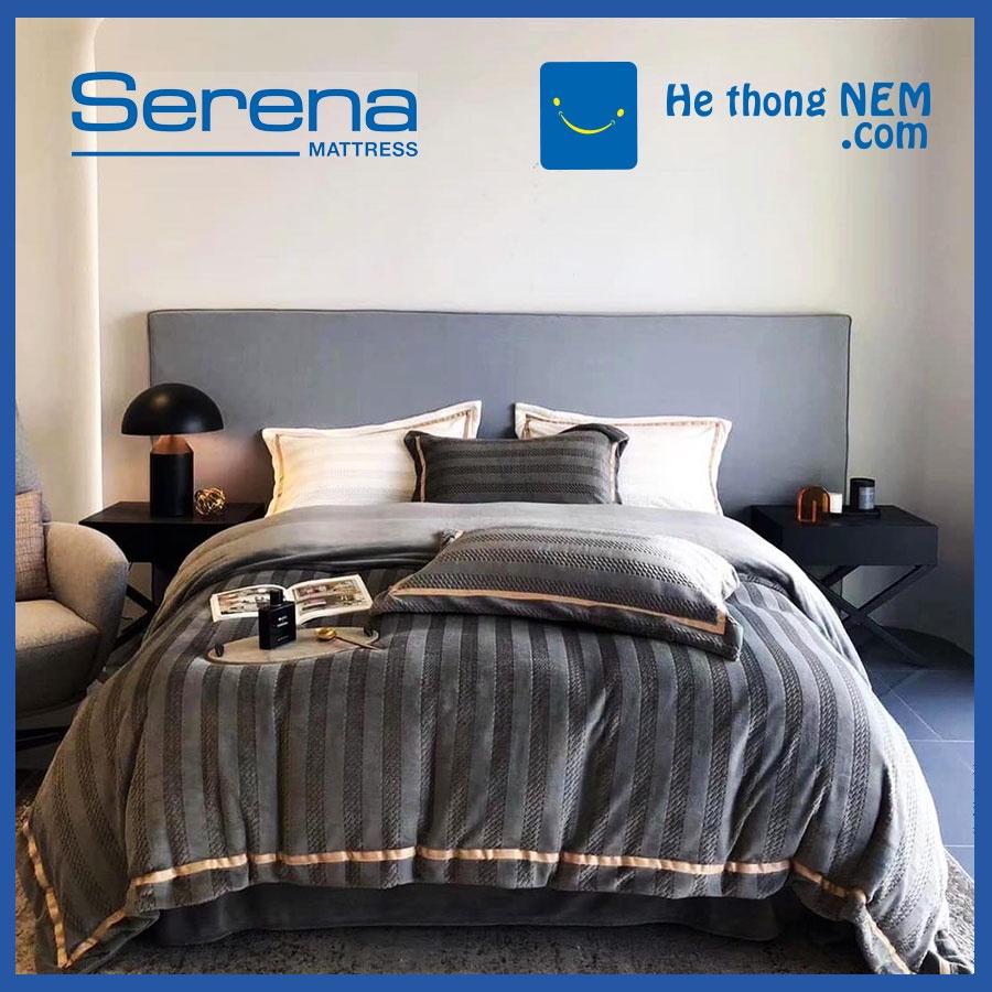 Bộ Ga Giường 5 Món Nỉ Nhung SERENA Bộ Chăn Drap Trải Giường Cao Cấp - Hệ Thống Nệm