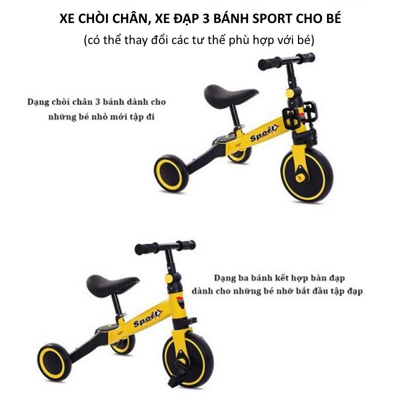 Xe chòi chân, xe đạp 3 bánh cho bé Sport – Xe thăng bằng yên da, đồ chơi vận động cho trẻ DC024