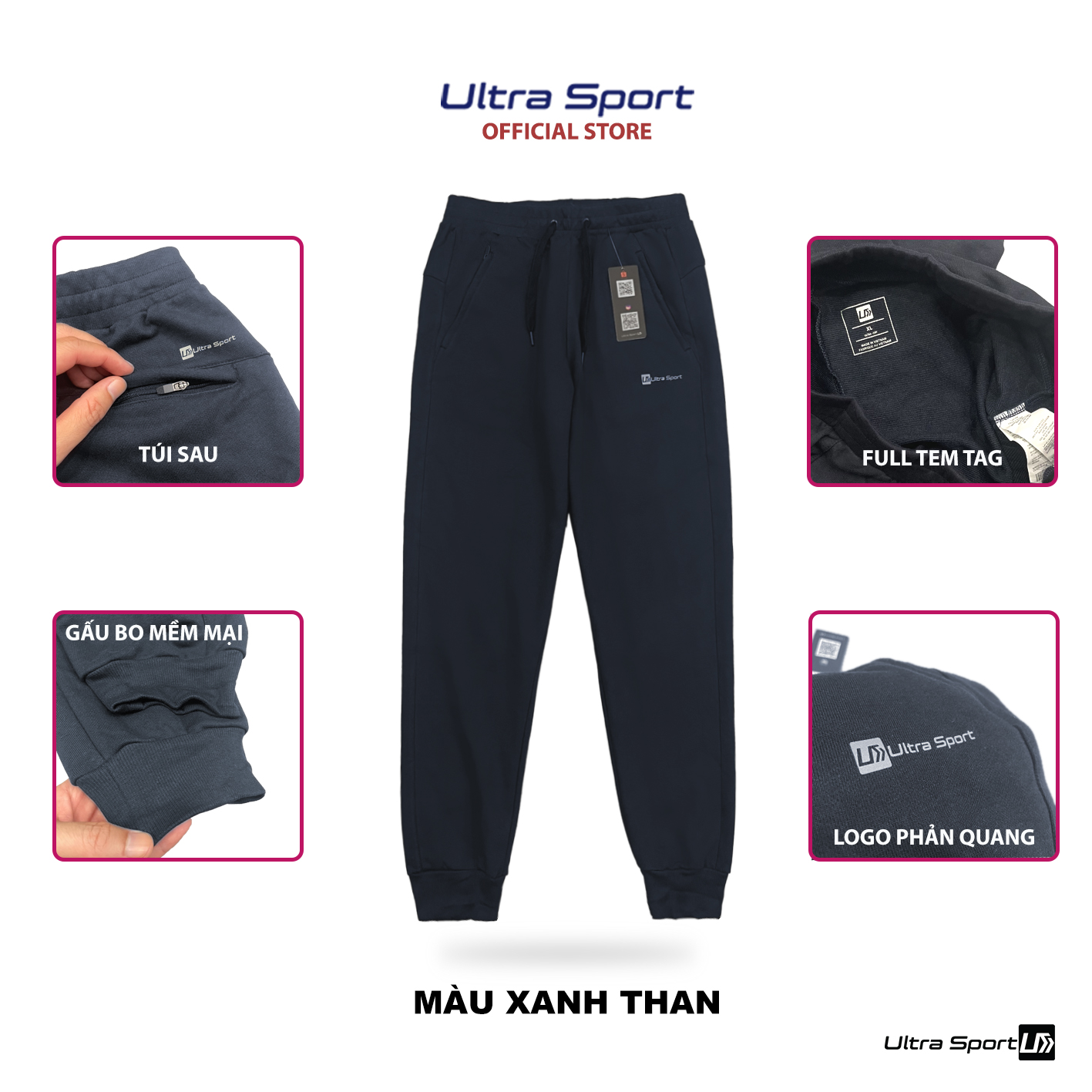 Quần nỉ nam jogger Ultra Sport chất liệu cotton ấm áp, không bai chảy, không xù lông