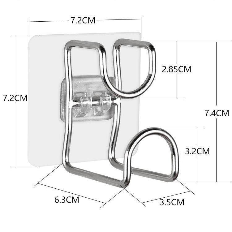 Móc Inox Dán Tường Nhà Tắm, Treo Chậu, Thau, Đồ Đa Năng, Không Khoan Đục Với Miếng Dán Tường Siêu Chắc - Kingler 2013