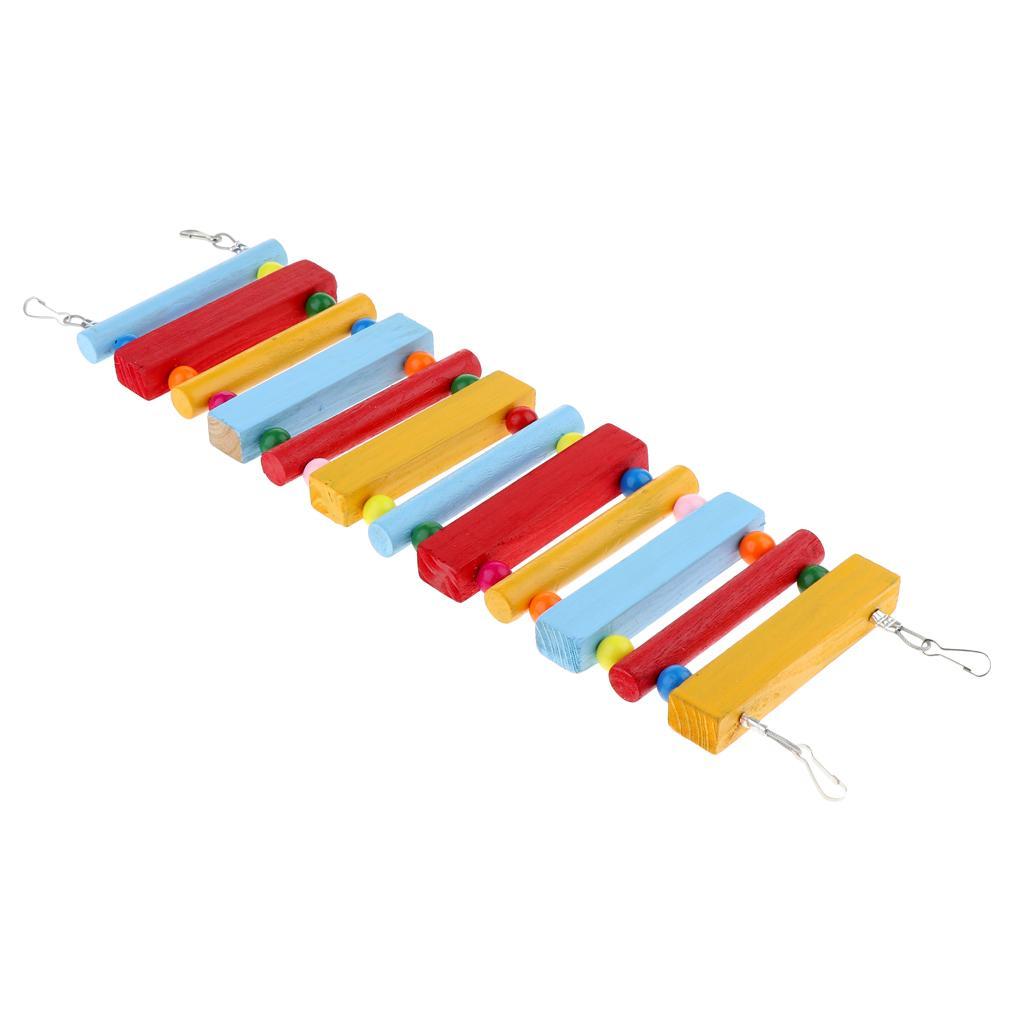 Bird Toys Wood Bird Ladder Step Parrot Ladder Swing Training Bridge Colorful