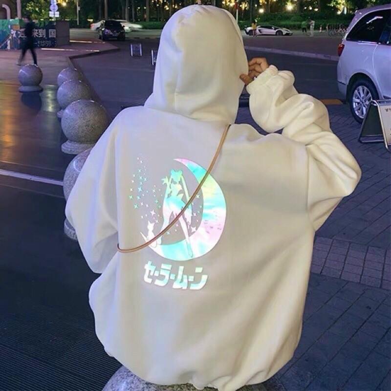Áo hoodie phản quang thủy thủ mặt trăng nam nữ