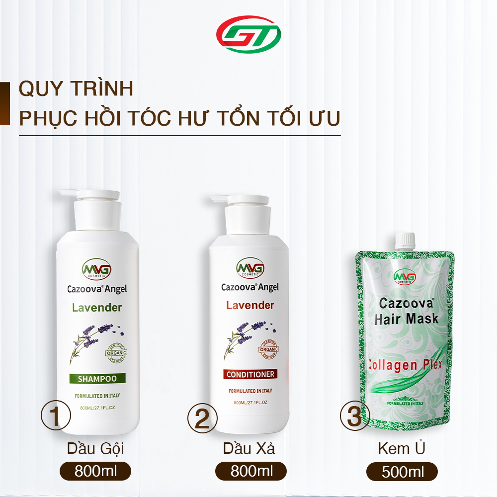 Dầu gội đầu Sạch Gàu, Phục Hồi Hư Tổn giảm thiểu tóc gãy rụng Cazoova Lavender 800ML
