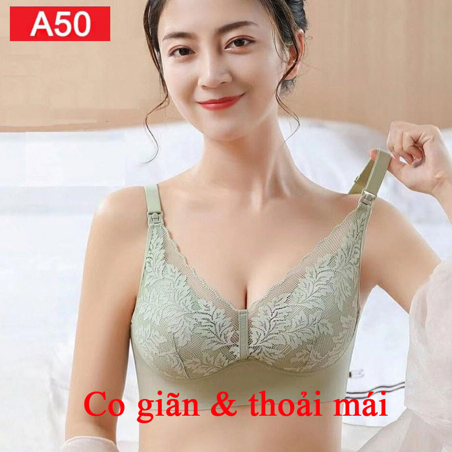 Áo lót ngực bầu cho bé con bú mùa hè su đúc pha ren thiết kế cao cấp đồ lót chip bà bầu A50