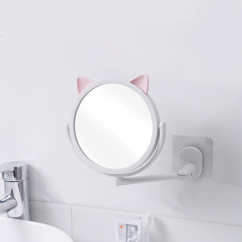Gương Trang Điểm Dán Tường Xoay 360 Độ Họa Tiết Mèo - Chính Hãng