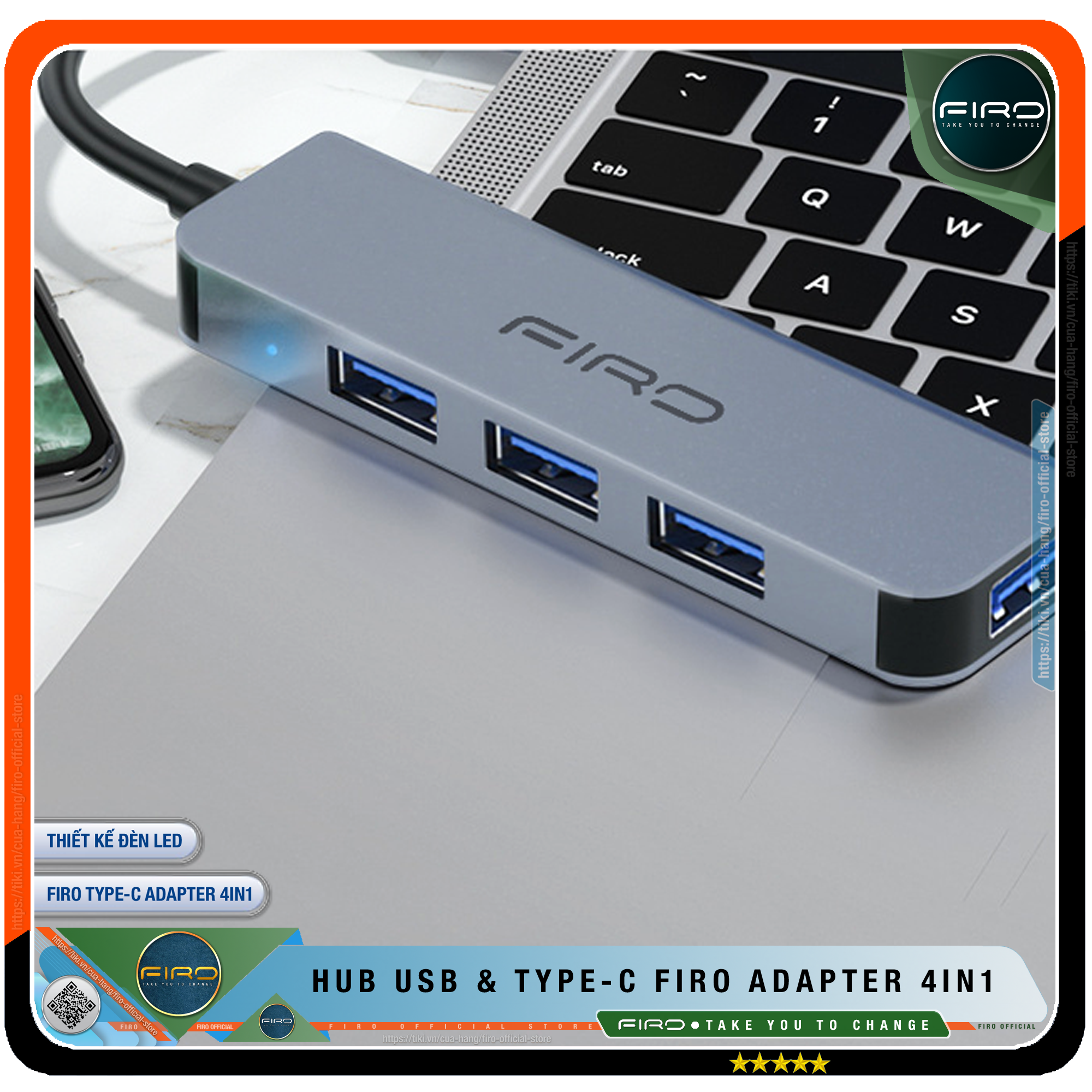 Hub USB 3.0 FIRO Và Hub Type C FIRO - Bộ Chia Cổng USB FIRO - HUB Chuyển Đổi Dành Cho Laptop, PC - Hỗ Trợ Sạc Pin, Kết Nối Đa Năng Ổ Cứng , Bàn Phím, Chuột, Máy In, Thiết Bị Ổ Chia USB - FIRO Type C Adapter 4in1 - Hàng Chính Hãng