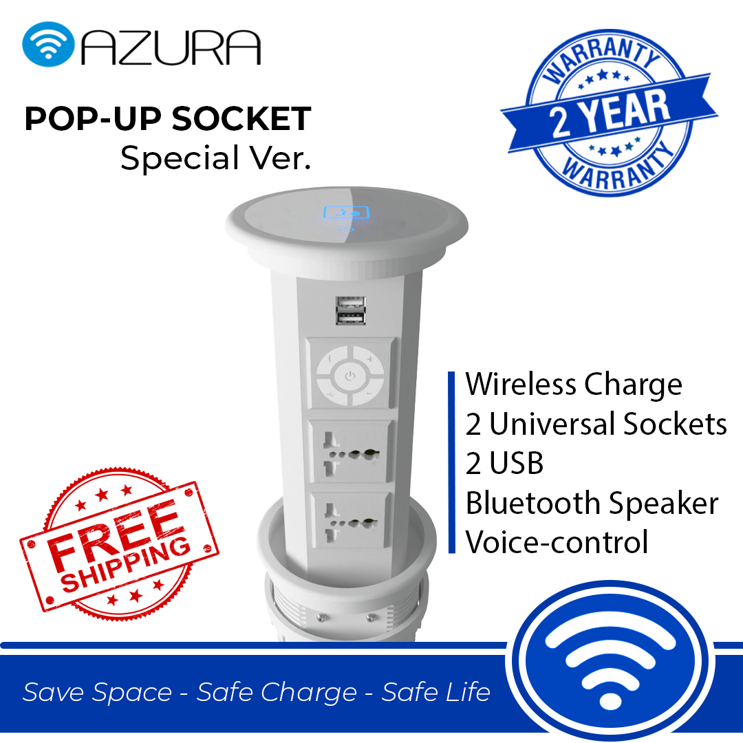 Ổ Cắm Điện Đa Năng Âm Bàn Thông Minh AZURA Special Ver. - Có Loa Bluetooth - Điều Khiển Bằng Giọng Nói