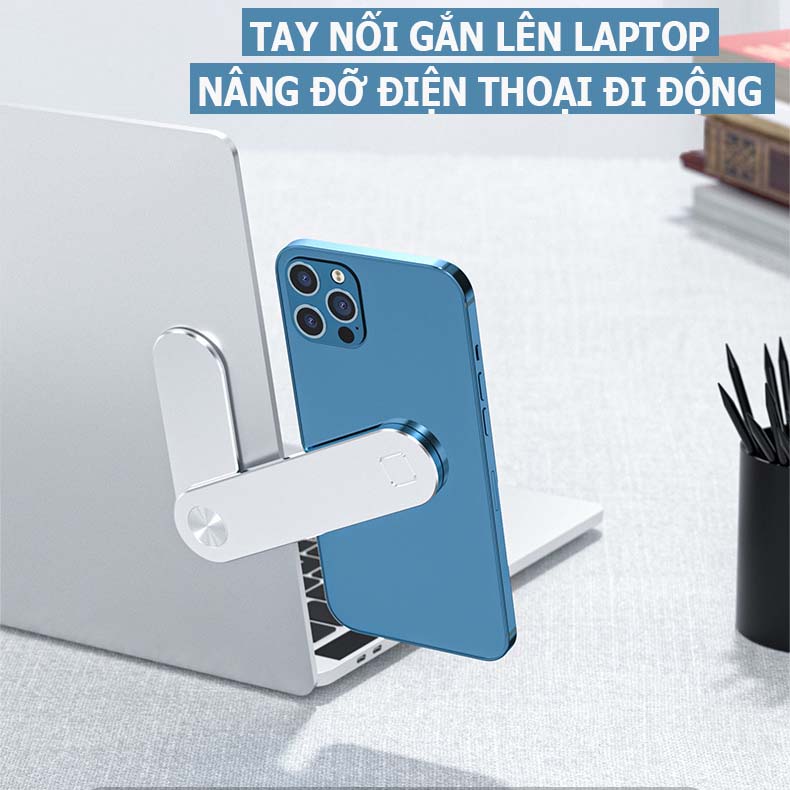 Giá Đỡ Điện Thoại Gấp Gọn, Gắn Trực Tiếp Lên Laptop; Hợp Kim Nhôm 100%; Hàng Nhập Khẩu