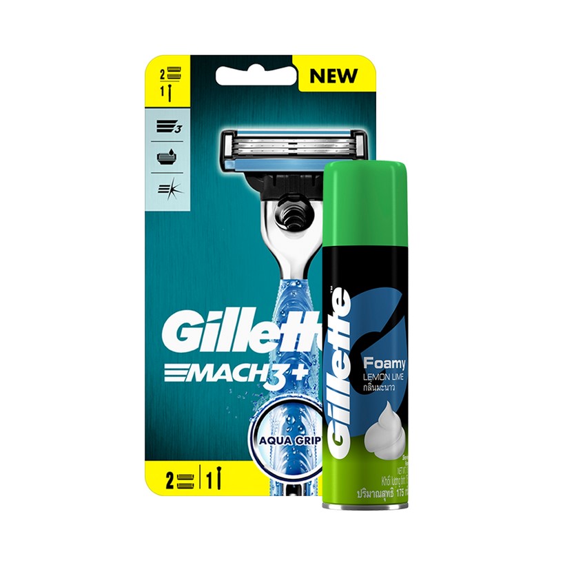 Dao Cạo Râu GILLETTE Mach3 Classic Và Bọt Cạo Râu Hương Chanh Chai 75g