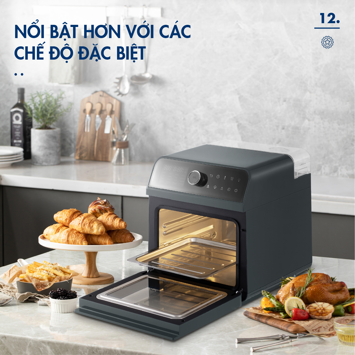 Nồi Chiên Hơi Nước DINGO DSF16 – Công Nghệ Mới Hấp Chiên Kết Hợp – Dung tích 16L – Công Suất 2250W