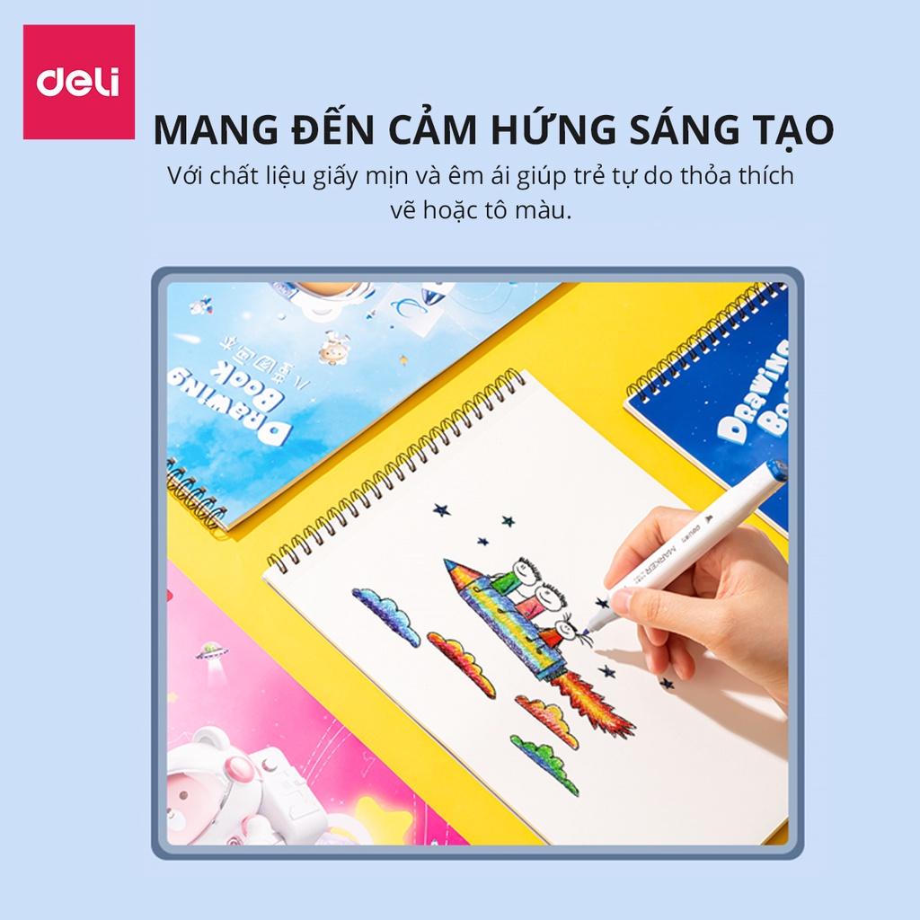 Vở vẽ học sinh tô màu, sổ phác thảo ký họa A4 Deli 60 trang - Màu Hồng/Xanh - 1 quyển