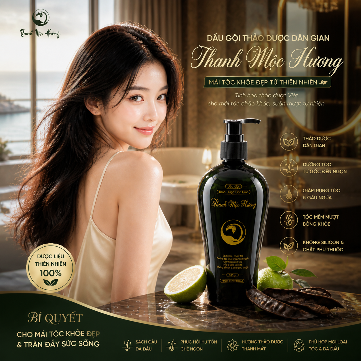 Dầu gội thảo dược Thanh Mộc Hương giúp sạch gàu giảm rụng tóc 350ml