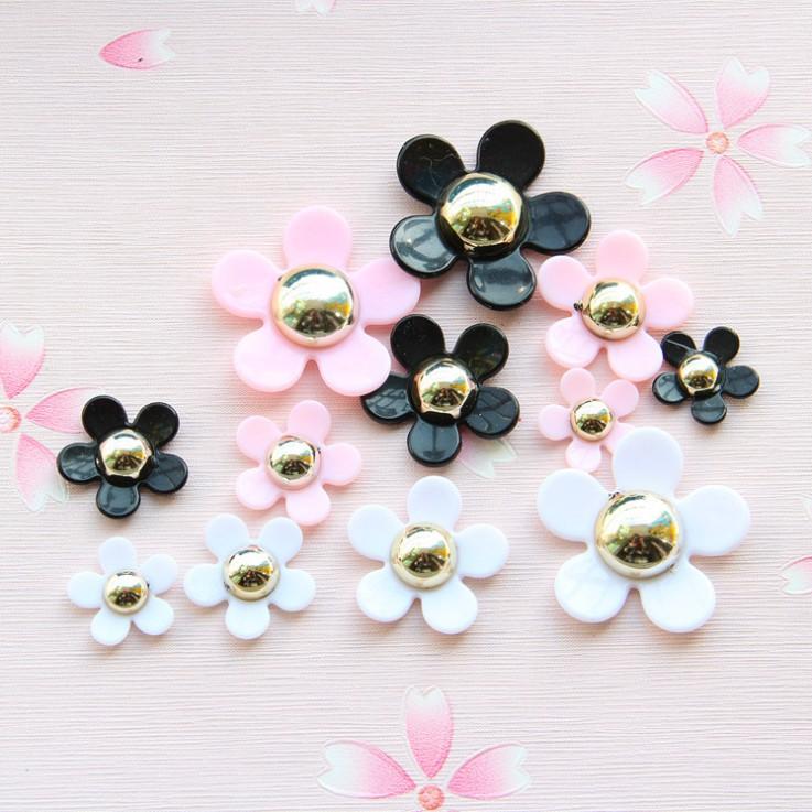 *HN* Charm cúc họa mi nhụy vàng cánh trắng-đen-hồng lớn nhỏ cho các bạn trang trí vỏ ốp điện thoại, kẹp tóc, DIY