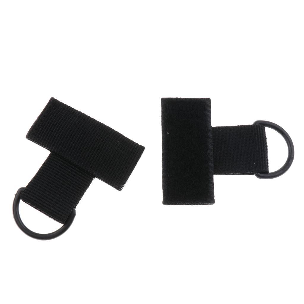 2pcs Outdoor Backpack MOLLE System Nylon Webbing T Hook & Loop D Key Ring Hanging Ring Camping Hiking Accessories