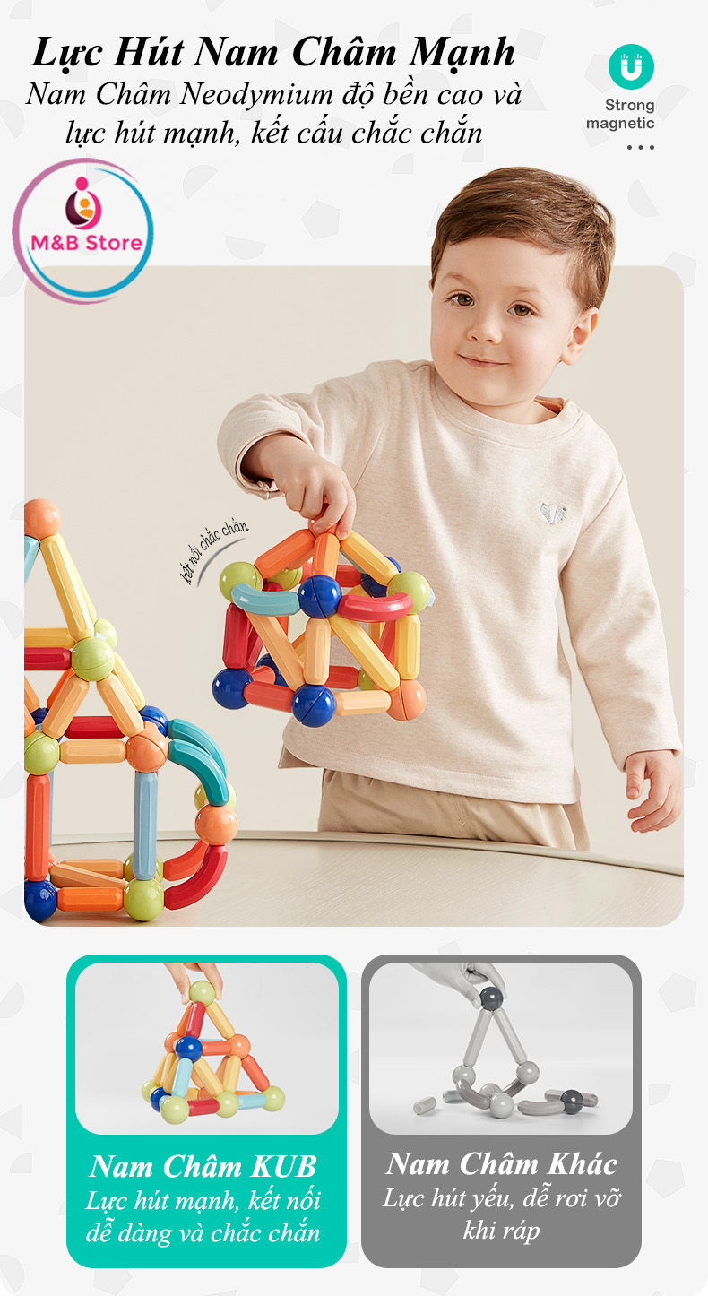 Xếp Hình Nam Châm Hình Que, Magnetic Building Blocks - KUB, Phát Triển Tư Duy, Sáng Tạo Không Giới Hạn