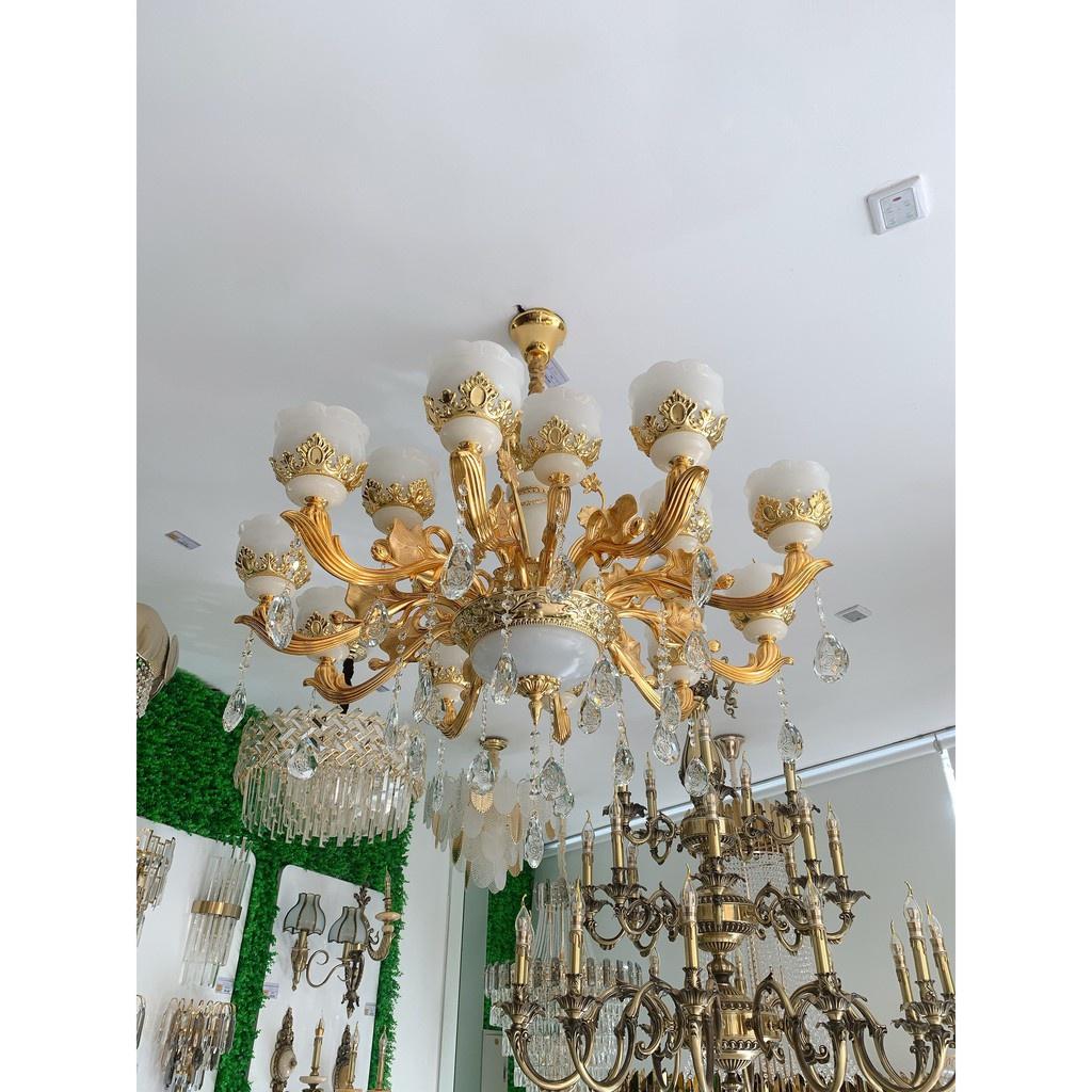 Đèn chùm cổ điển mạ vàng, 15 bóng 5w ánh sáng vàng