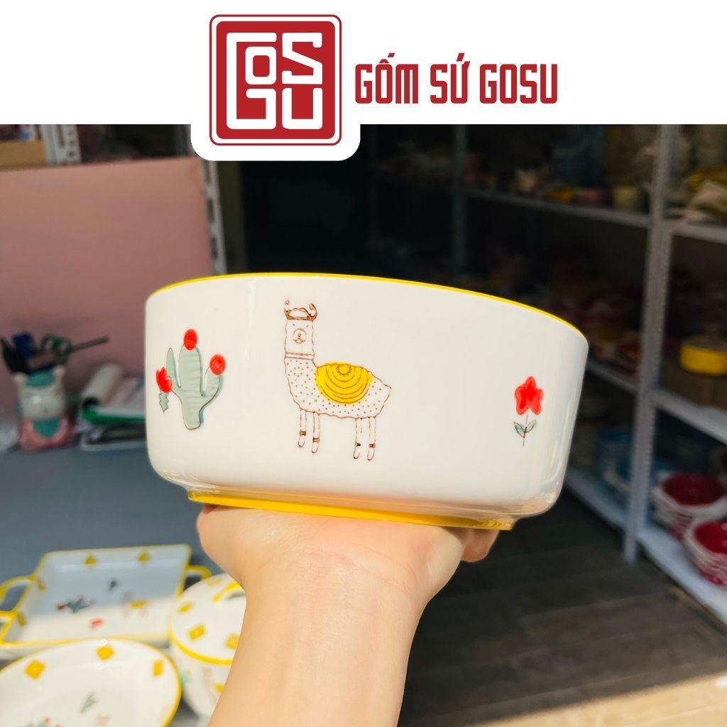 Bộ chén bát đĩa gốm sứ cao cấp họa tiết Lạc đà cute