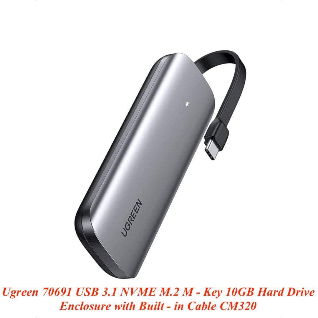 Ugreen UG70691CM320TK 10Gbps M.2 NVMe SSD M-Key &amp; M + B Key Hộp box cổng USB-C 3.1 Gen2 - HÀNG CHÍNH HÃNG