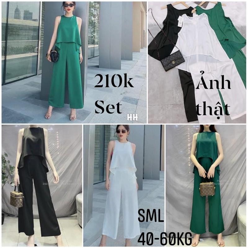 Set bộ lụa sát nách quần sớ cách điệu