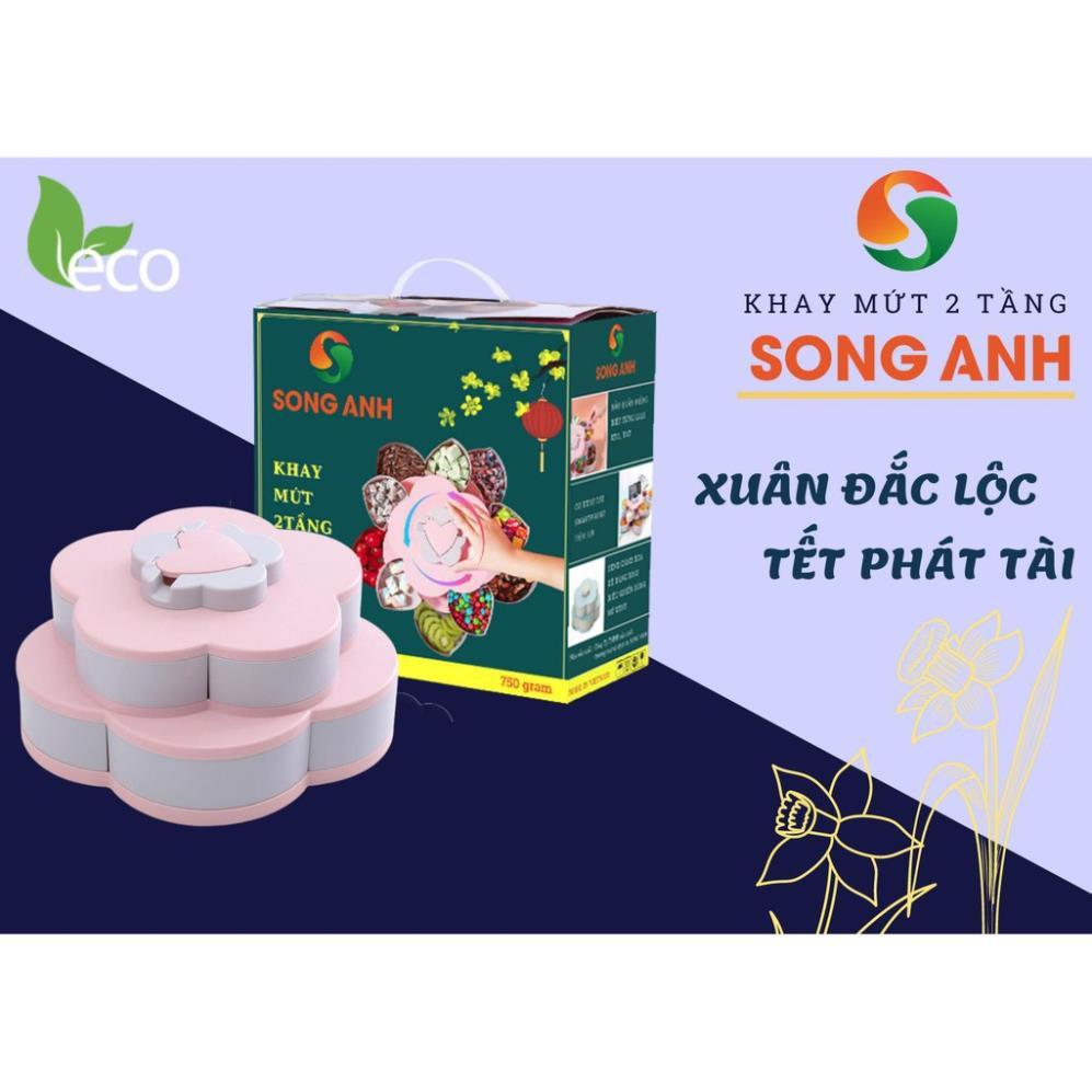 Khay Mứt, Bánh Kẹo Tết Hình Bông Hoa 2 Tầng 10 Cánh, Có Khe Cắm Điện Thoại, Đa Năng Tiện Dụng