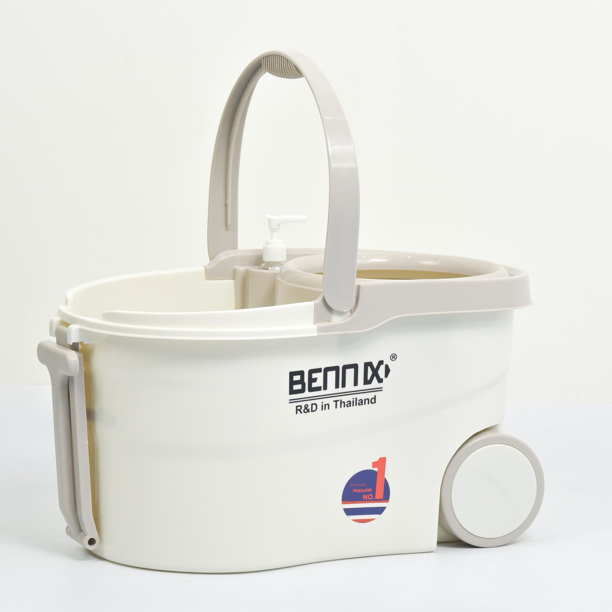 Bộ Chổi Lau Nhà Nhập Khẩu Lồng Inox Xoay 360 Độ Bennix BN555WA/ BN555 SUPER Bảo Hành 12 Tháng Kèm Thùng Có Bánh Xe- Hàng Chính Hãng