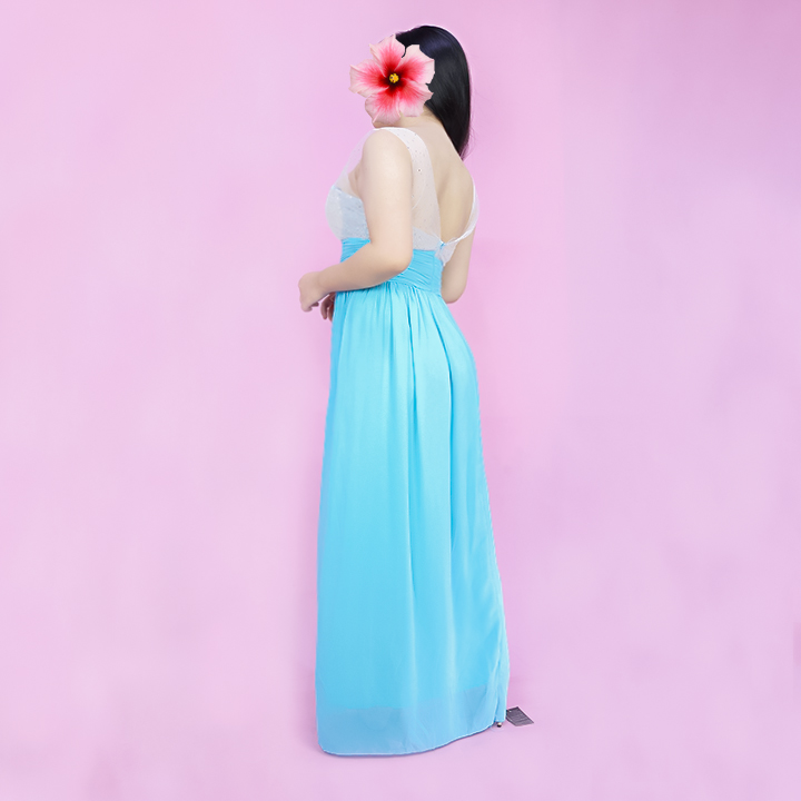 Đầm maxi dự tiệc đính hạt Mã: DA5045 - XANH