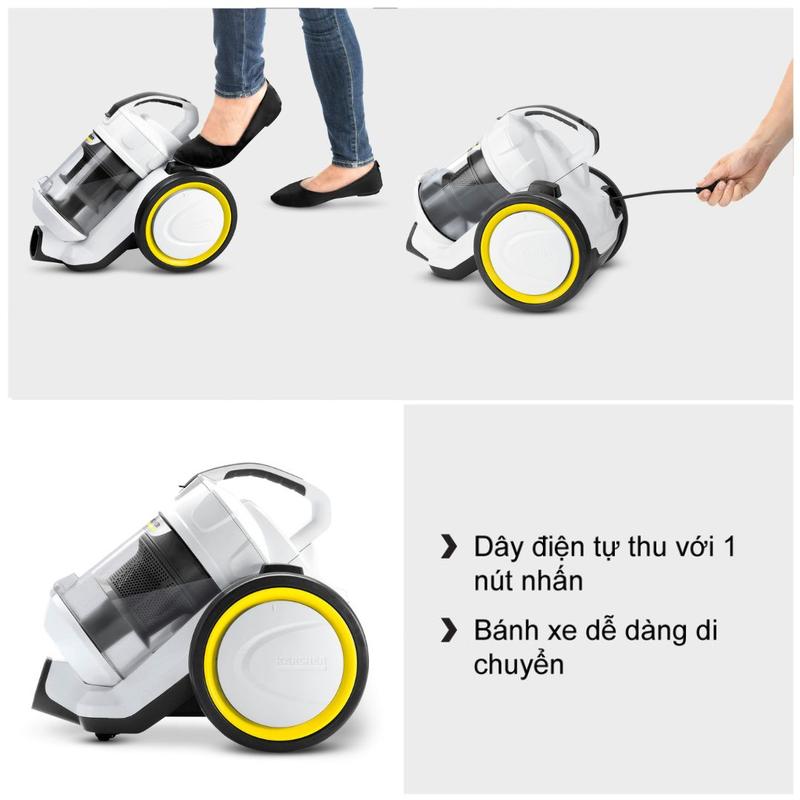 (Hàng chính hãng) Máy hút bụi khô không dùng túi lọc bụi Karcher VC 3 Plus công suất 1100w màu trắng - bảo hành 18 tháng