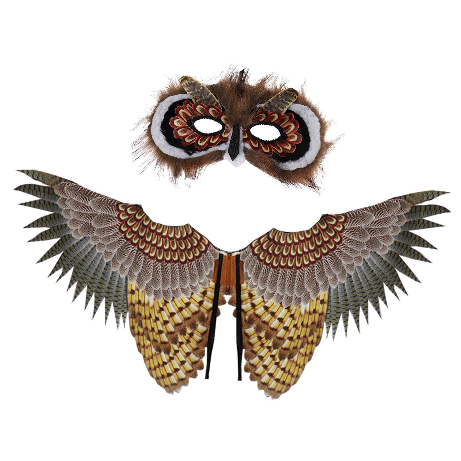 Creative Animal Owl Mask Wings, Cosplay Role Play Costume Face Cover for Performance Festival Girls Fancy Dress Men