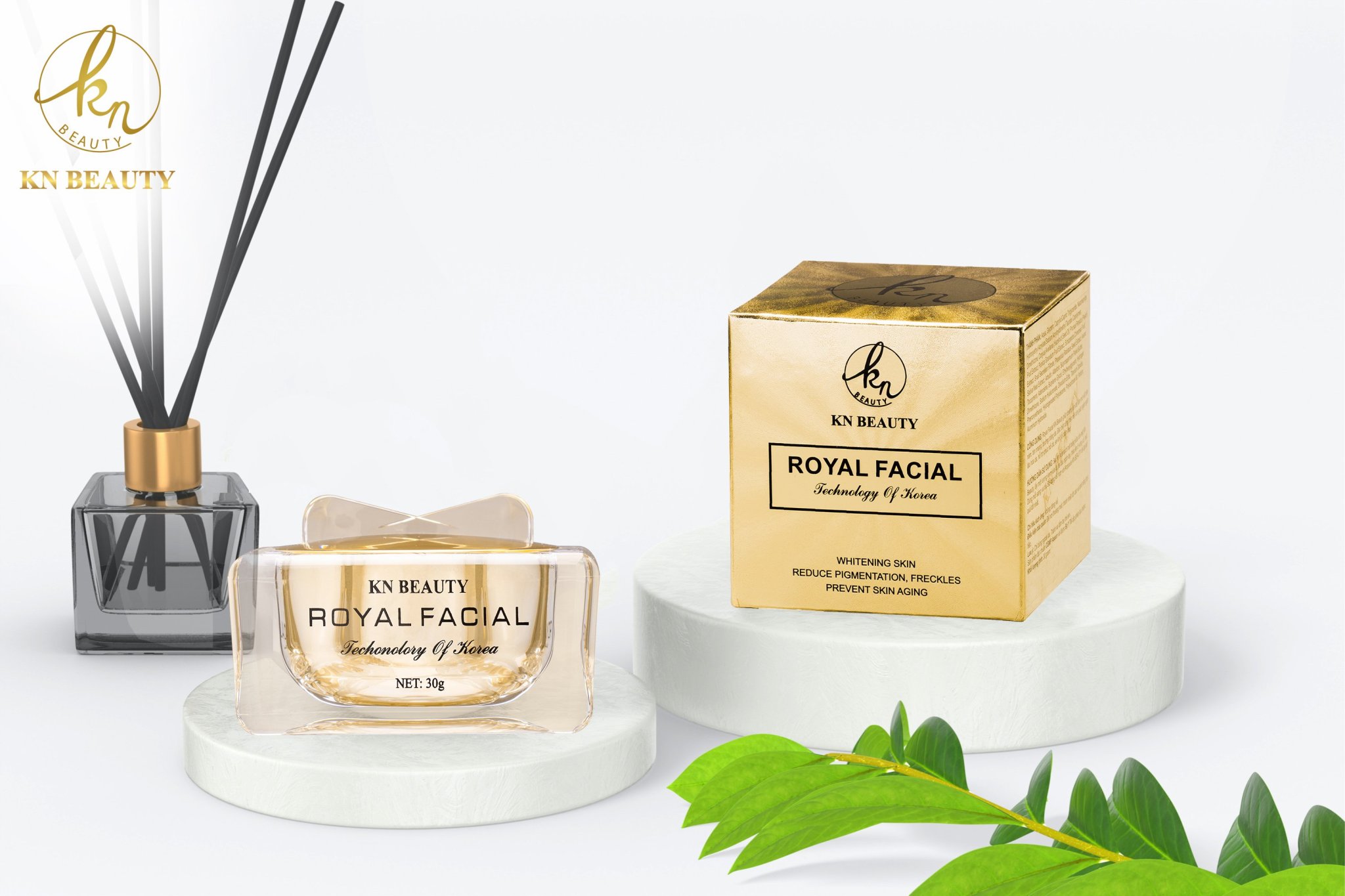 Bộ đôi nâng cơ trẻ hóa KN beauty: Ampoule Nâng Cơ Trẻ Hóa Da và Kem Dưỡng Trắng Da Ngừa Nám – Royal Facial ( Tặng mặt nạ Saffron)