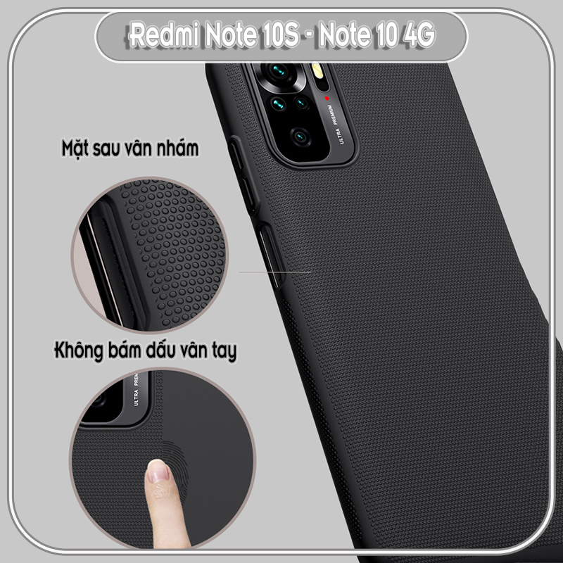 Ốp lưng cho Xiaomi Redmi Note 10S - Redmi Note 10 4G Frosted Shield nhựa PC cứng Nillkin , Vân nhám , chống vân tay - Hàng nhập khẩu