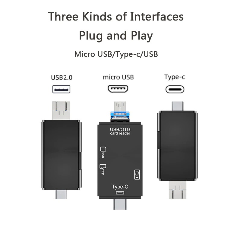 Đầu Đọc Thẻ Nhớ OTG Đa Năng 3 in 1, USB 3.0 Type C Micro, Đọc Thẻ Nhớ Máy Ảnh Ổ USB Micro SD Card Cho Điện Thoại Máy Tính, đầu đọc thẻ nhớ sd, đồ đọc thẻ nhớ, usb 3.0 đọc thẻ nhớ, đầu đọc thẻ nhớ otg type c micro usb