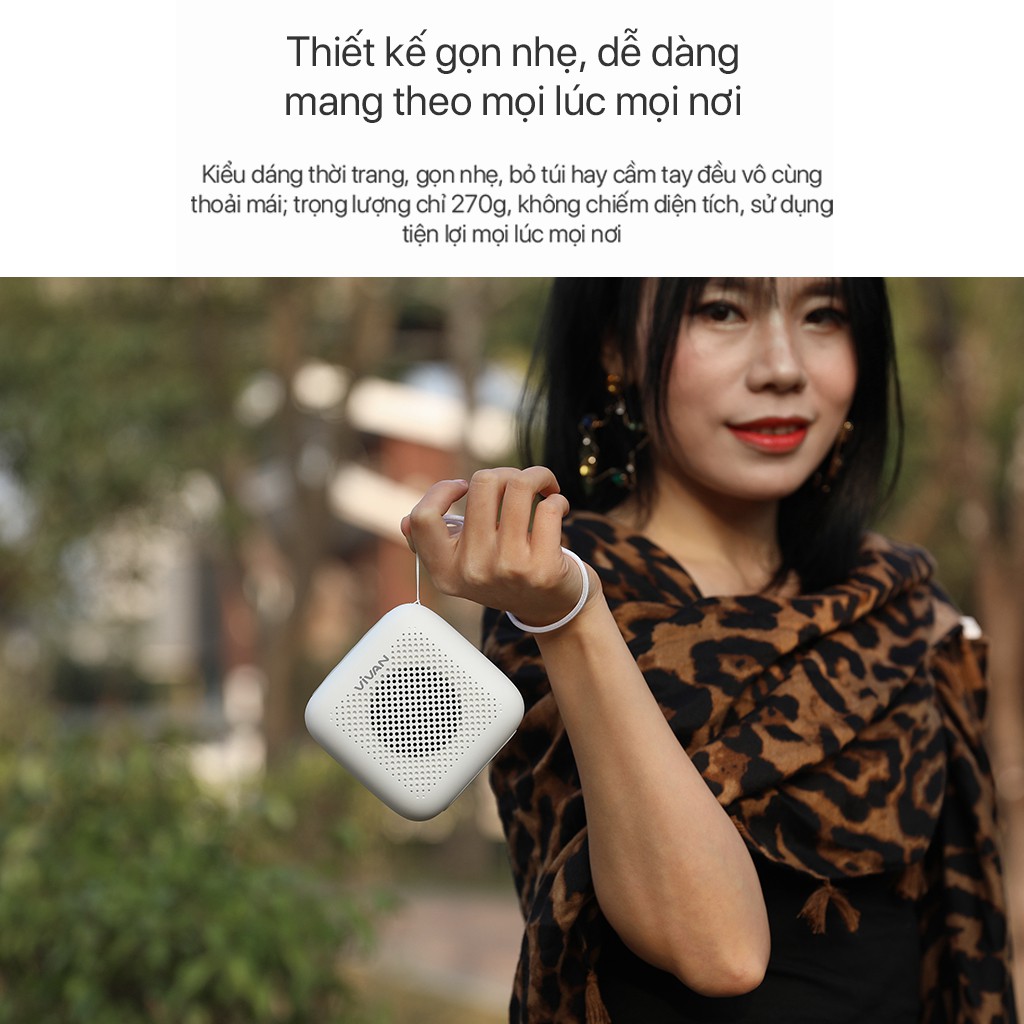 Loa TWS Bluetooth 5.0 VIVAN VS1 – Màu Sắc Hiện Đại, Chống Nước IPX5, Pin 1800mAh, Âm Thanh Sống Động, Hỗ Trợ Thẻ Nhớ SD & USB – HÀNG CHÍNH HÃNG