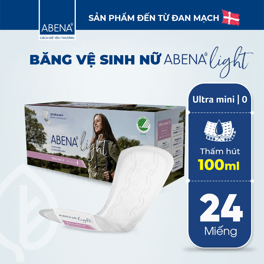 Băng vệ sinh hằng ngày Abena Light Ultra Mini 0 - Nhập khẩu Đan Mạch (Gói 24 miếng)