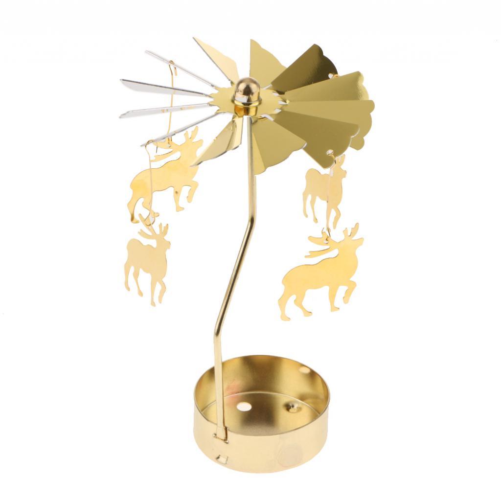 5xChristmas Windmill Decor Rotating Candle Tea Light Holder Candlestick Gift