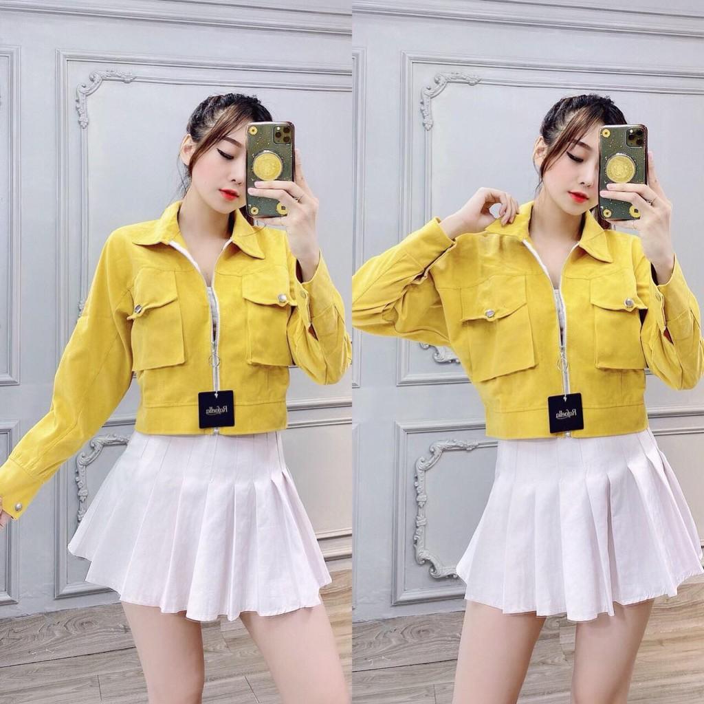 ÁO KHOÁC NHUNG BỐ LỤA QUẢNG CHÂU CAO CẤP, ÁO KHOÁC CROPTOP LỬNG CÁ TÍNH