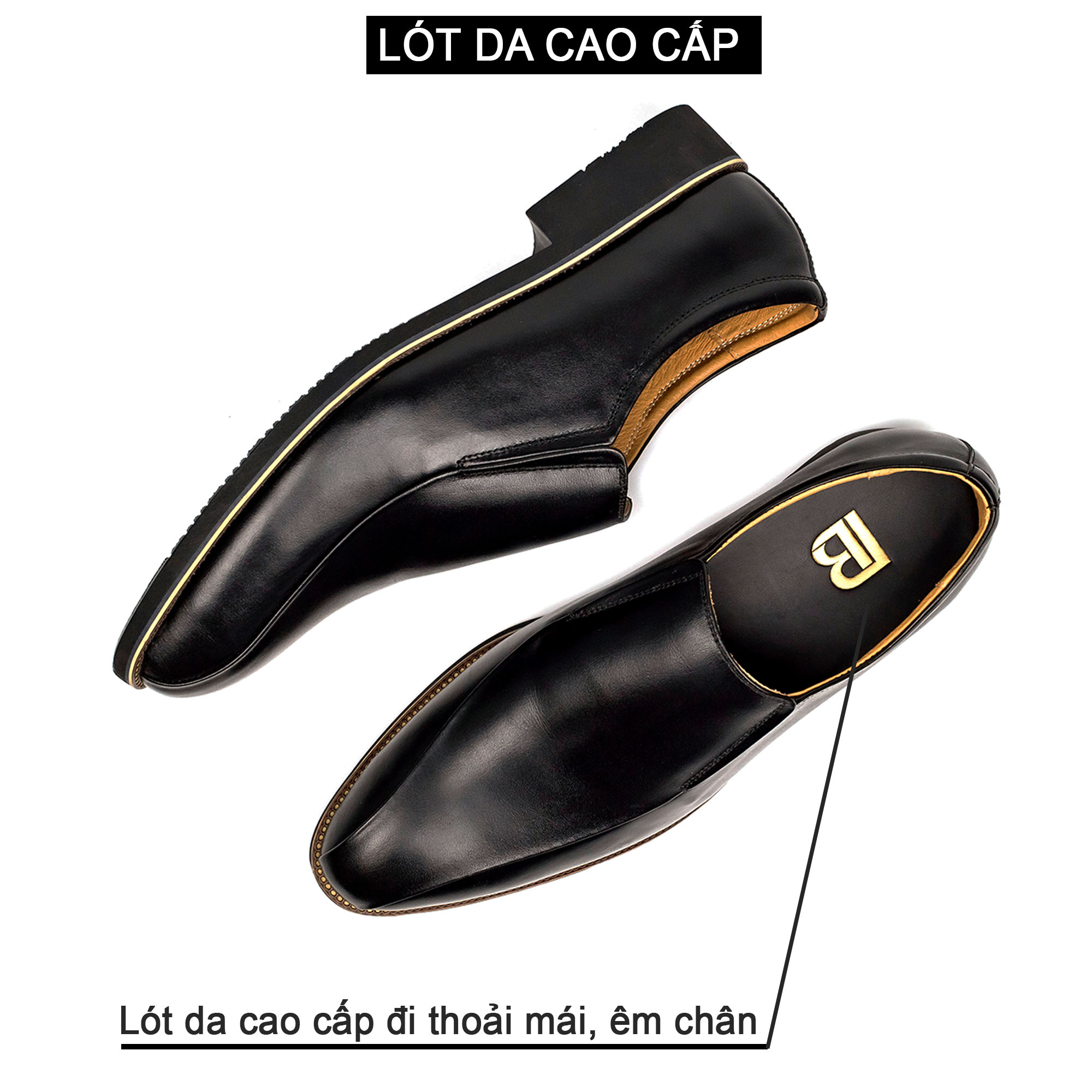 Giày lười da nam công sở Bụi Leather G110 - Da bò Nappa cao cấp - Bảo hành 12 tháng - Màu đen + Bộ vệ sinh