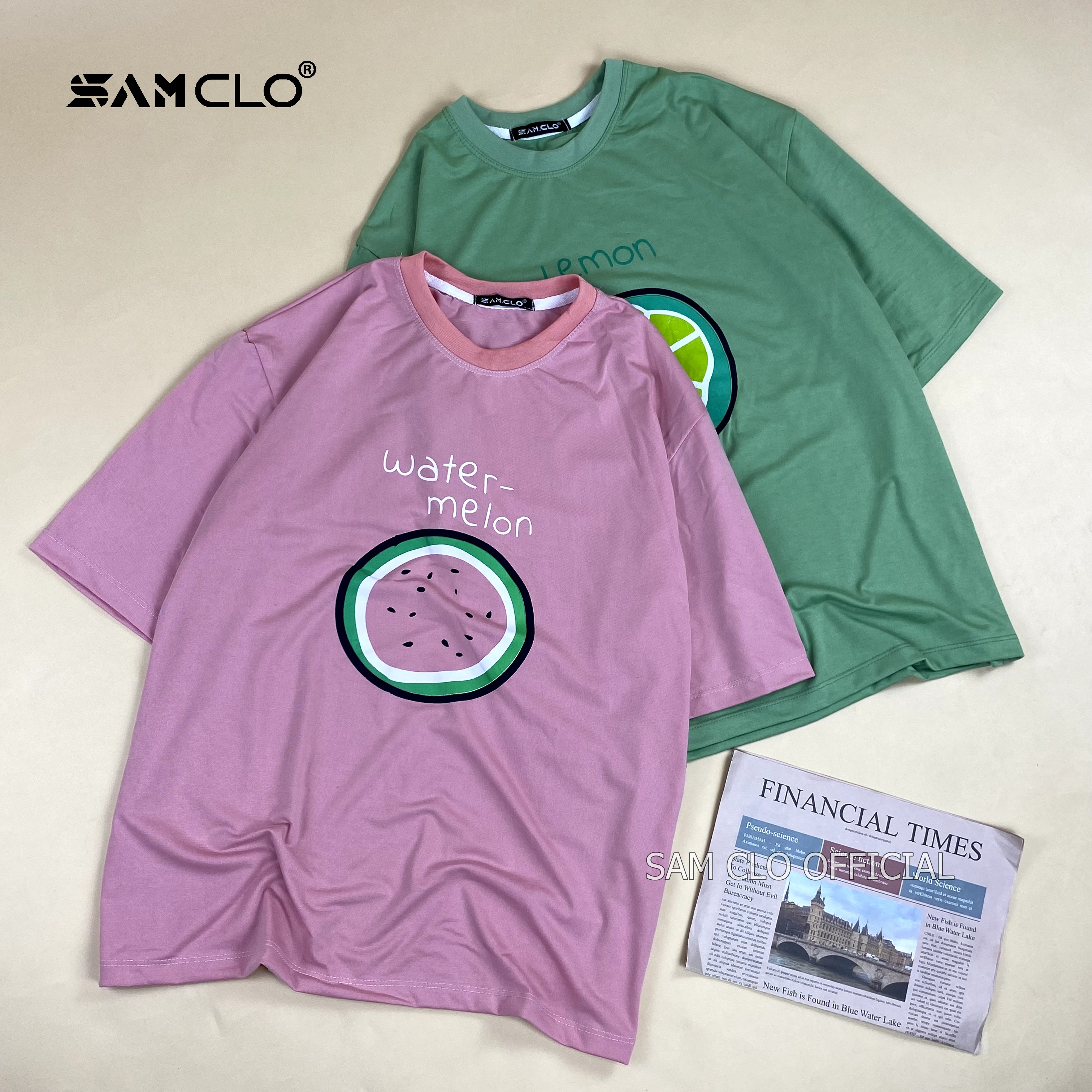 Áo phông tay lỡ freesize Unisex thun form rộng in hình trái cây